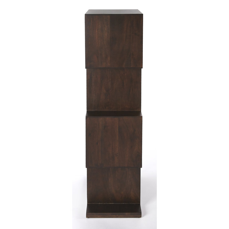 Stockholm Dark Brown Mango Wood Cubical Etagere Bookshelf