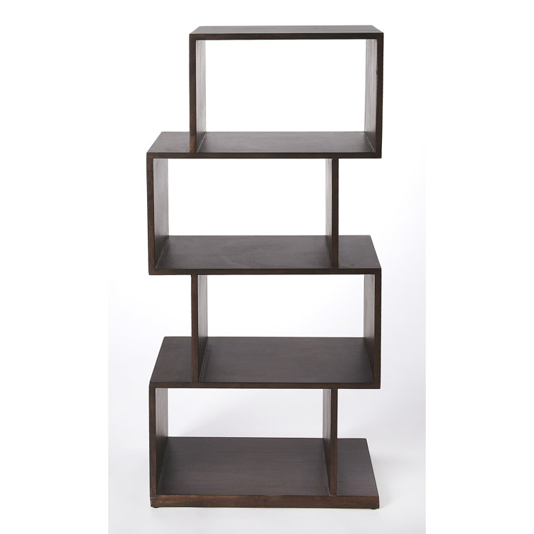 Stockholm Dark Brown Mango Wood Cubical Etagere Bookshelf