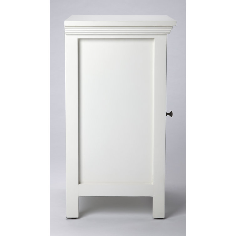 Baxter Contemporary White Chairside Chest with Gleaming Brass Accents