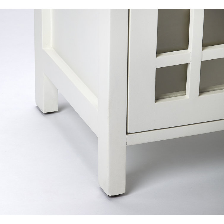 Baxter Contemporary White Chairside Chest with Gleaming Brass Accents