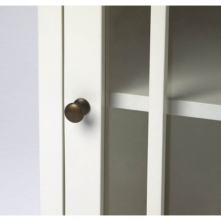 Baxter Contemporary White Chairside Chest with Gleaming Brass Accents