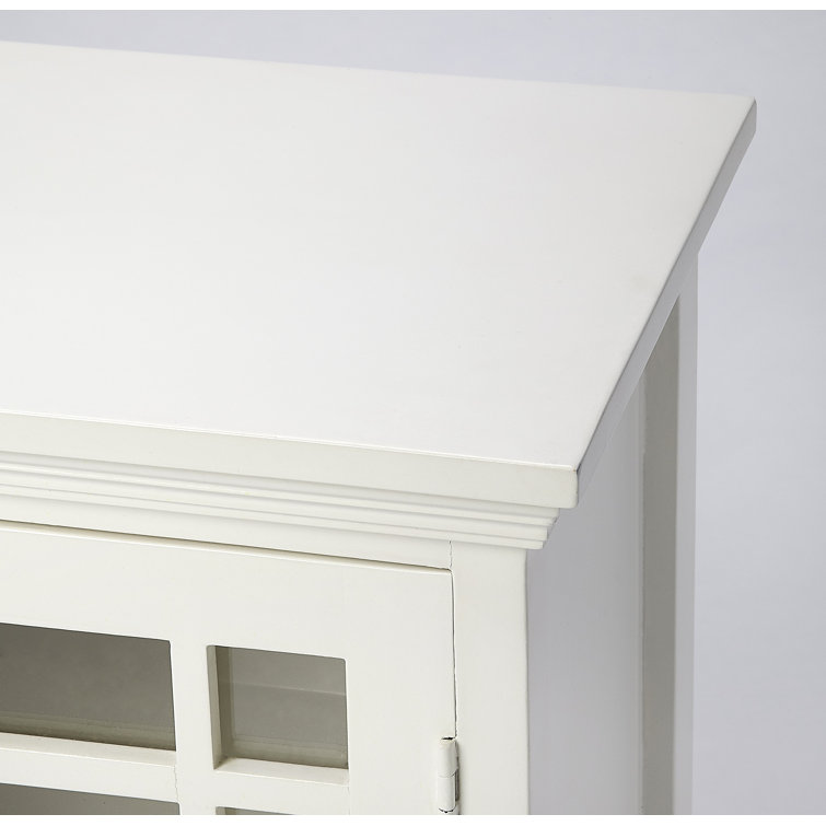 Baxter Contemporary White Chairside Chest with Gleaming Brass Accents