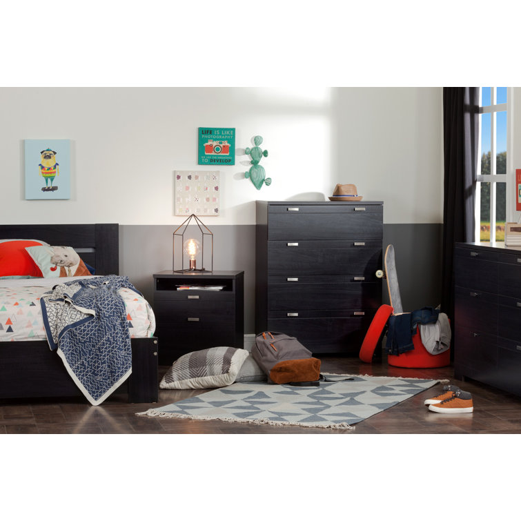 Black Onyx 2-Drawer Nightstand with Open Shelf