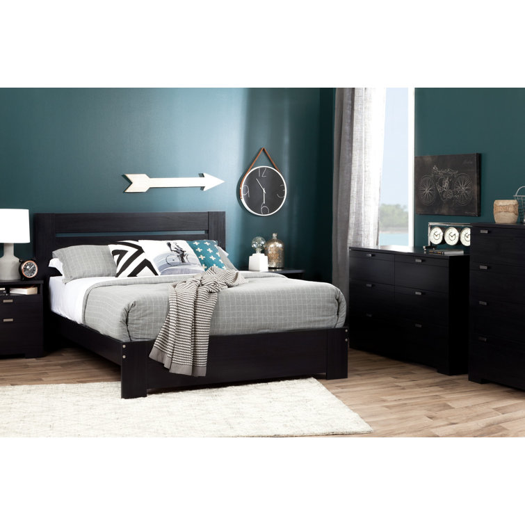 Black Onyx 2-Drawer Nightstand with Open Shelf