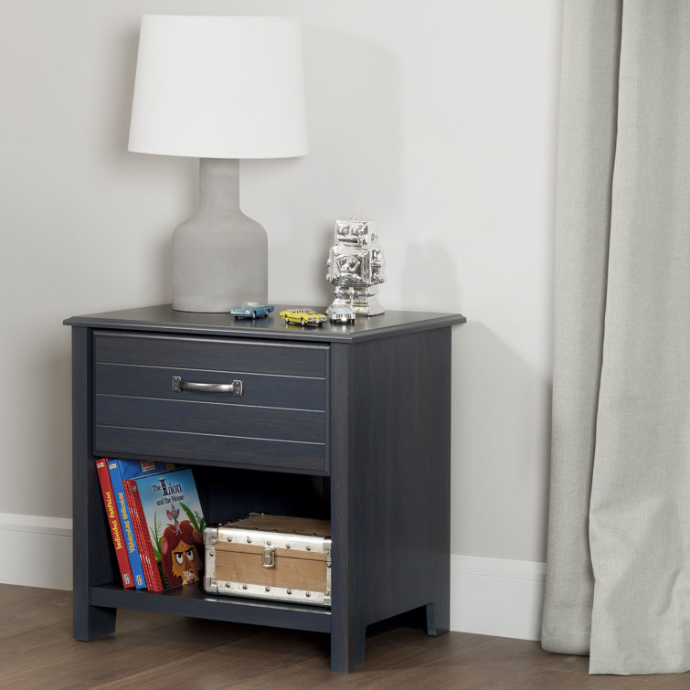 Blueberry Modern 1-Drawer Nightstand with Open Storage