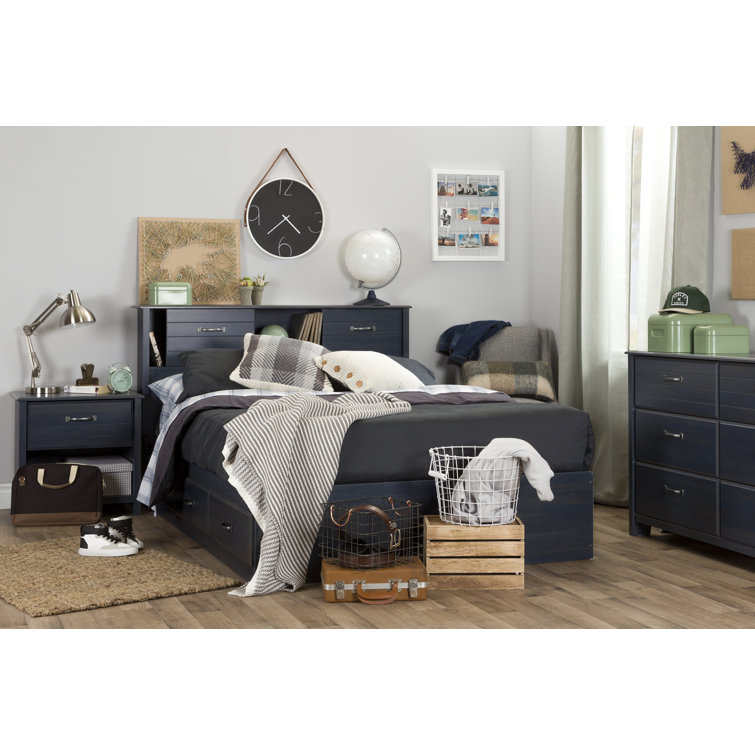 Blueberry Modern 1-Drawer Nightstand with Open Storage