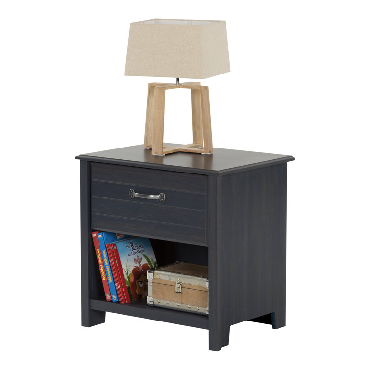 Blueberry Modern 1-Drawer Nightstand with Open Storage
