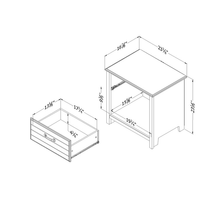 Fall Oak 1-Drawer Nightstand with Open Storage