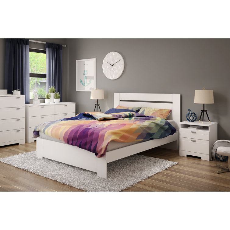 White 2-Drawer Nightstand with Cord Catcher