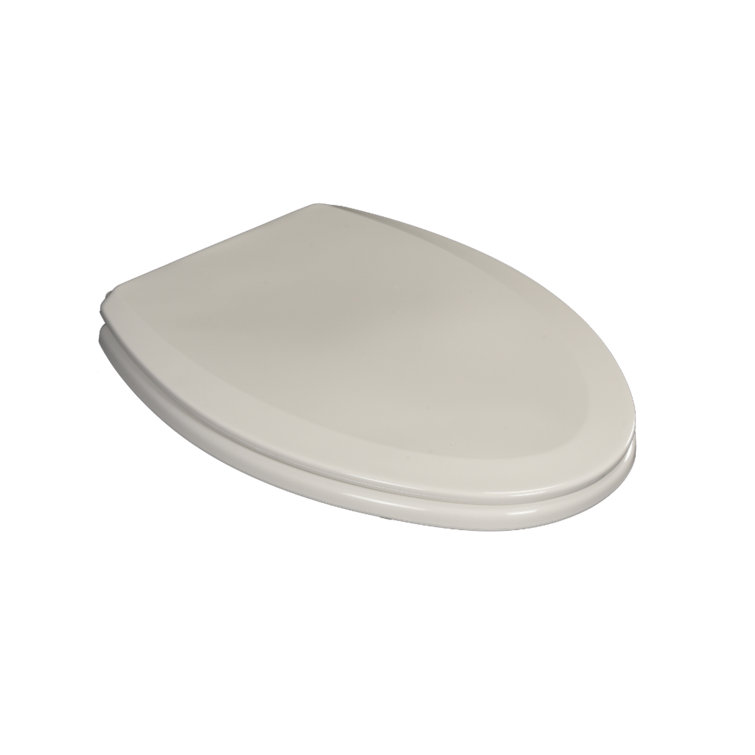 White Elongated Molded Wood Toilet Seat with Plastic Hinges