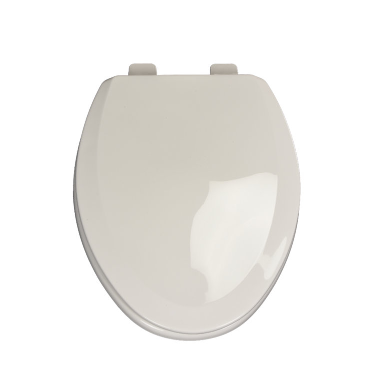 White Elongated Molded Wood Toilet Seat with Plastic Hinges