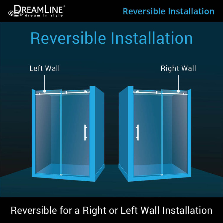 Polished Stainless Steel Frameless Sliding Shower Door with Clear Glass