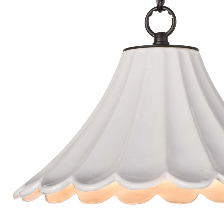 White Ceramic Scallop Empire Shade Pendant Light