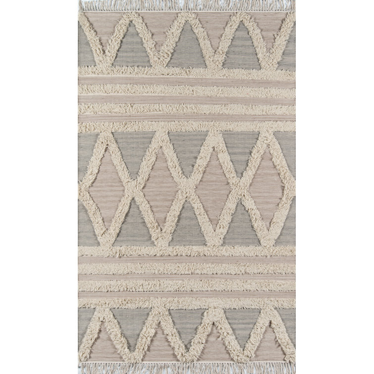 Desert Inspiration Hand-Woven Wool Area Rug in Beige, 24" x 36"