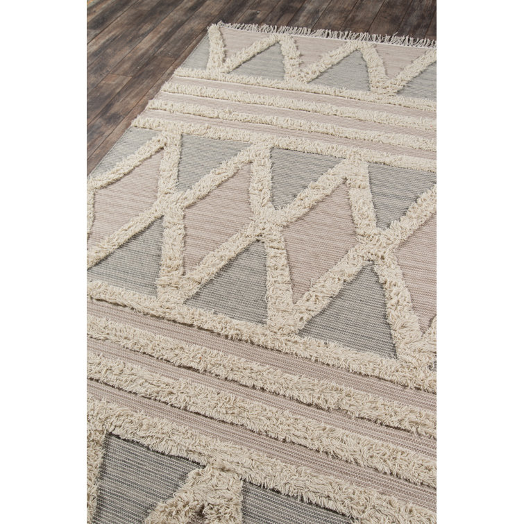 Desert Inspiration Hand-Woven Wool Area Rug in Beige, 24" x 36"