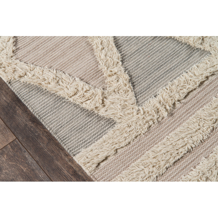 Desert Inspiration Hand-Woven Wool Area Rug in Beige, 24" x 36"