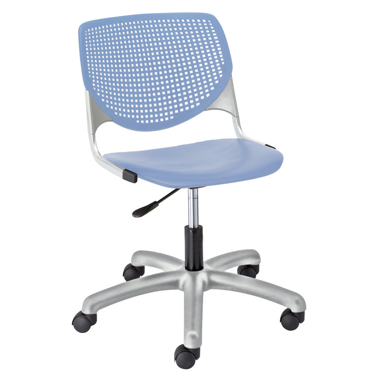 Peri Blue Armless Swivel Task Chair with Steel Frame
