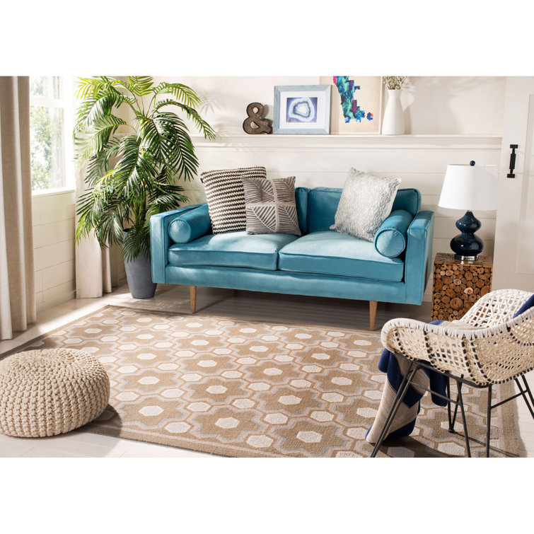 Molasses Brown Geometric Wool Area Rug, 5'6" x 8'6"