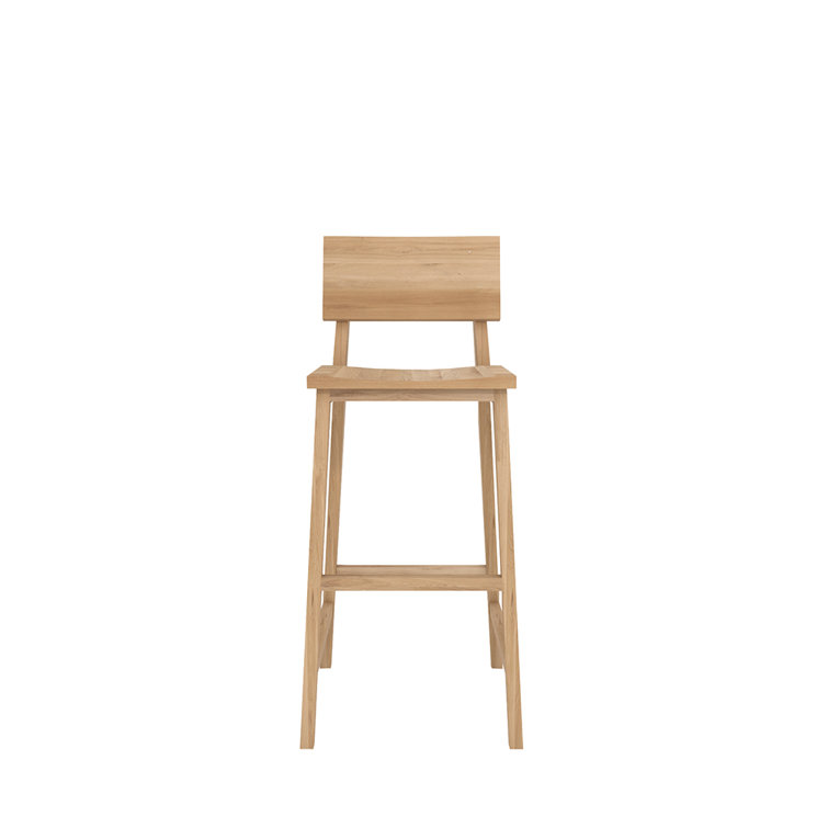 Ethnicraft N4 Varnished Oak 31.5" Bar Stool by Nathan Yong