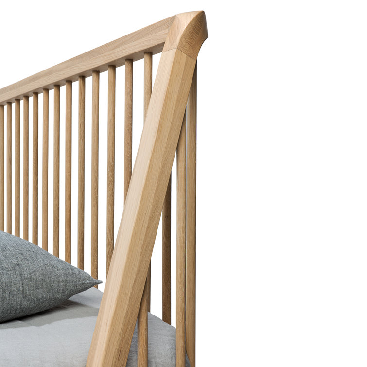 King Oak Wood Spindle Bed Frame with Headboard