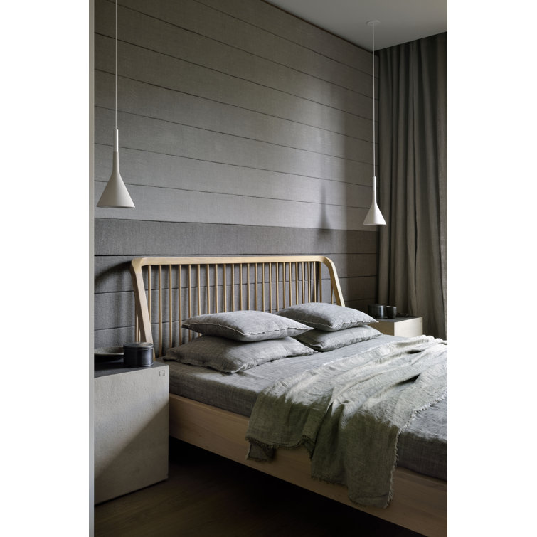 King Oak Wood Spindle Bed Frame with Headboard