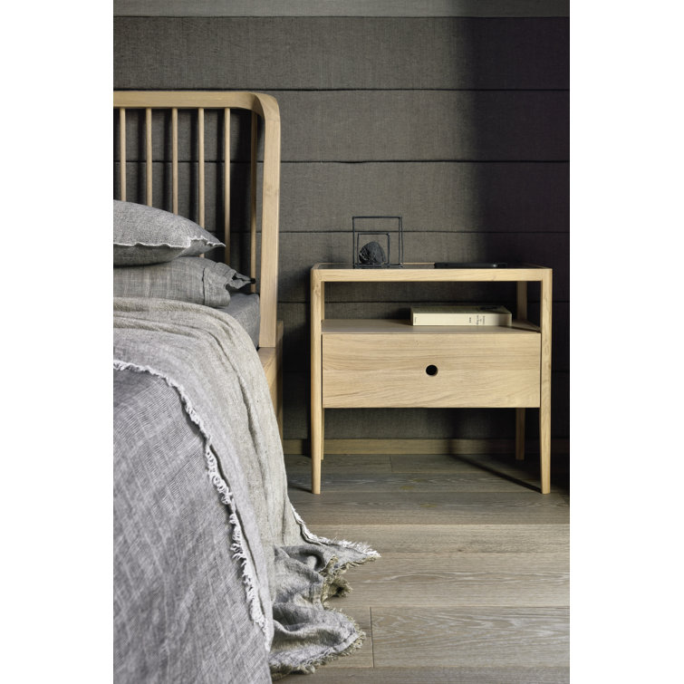 King Oak Wood Spindle Bed Frame with Headboard