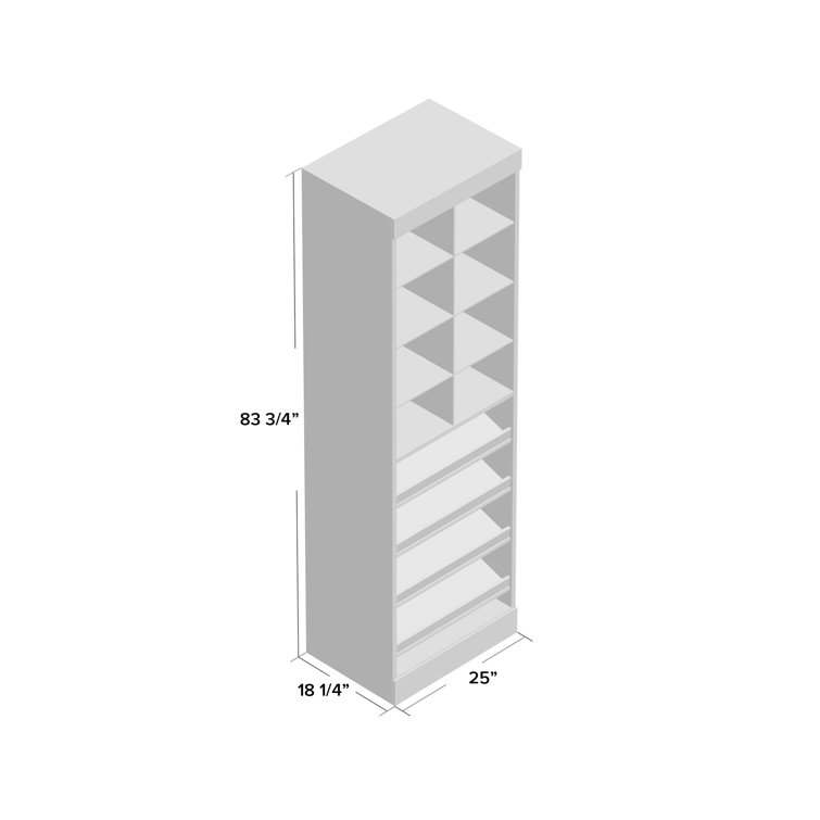 Modern White 25" Cubby Storage Tower with Slanted Shelves
