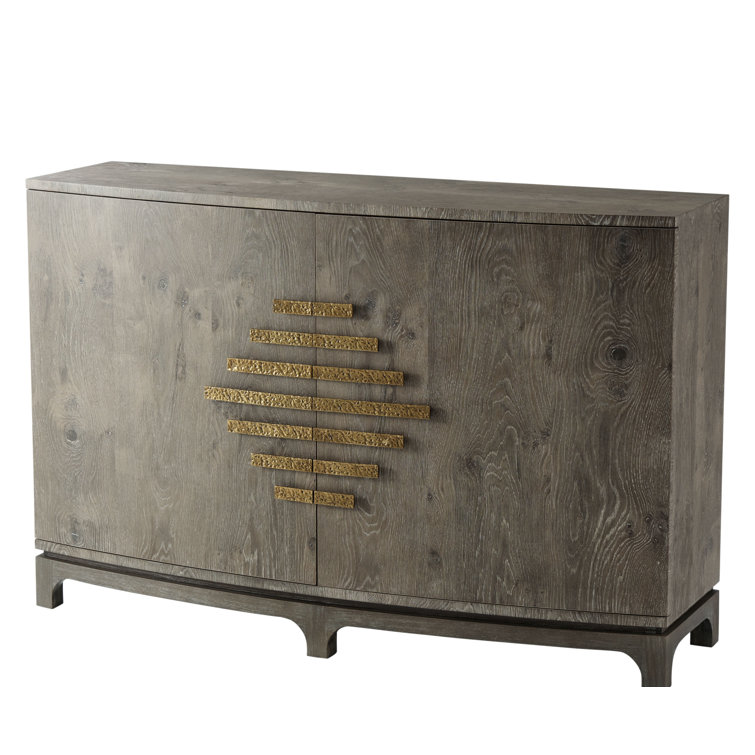 Anthony Cox Elegant Aged Oak Veneer Sideboard with Textured Brass Handles