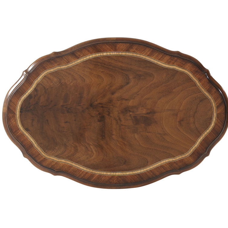 Oxford Swirl Walnut & Mahogany Round End Table with Metal Accents