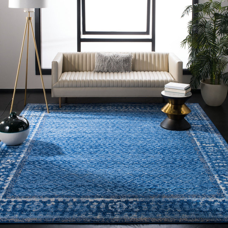 6' x 9' Blue Geometric Synthetic Area Rug