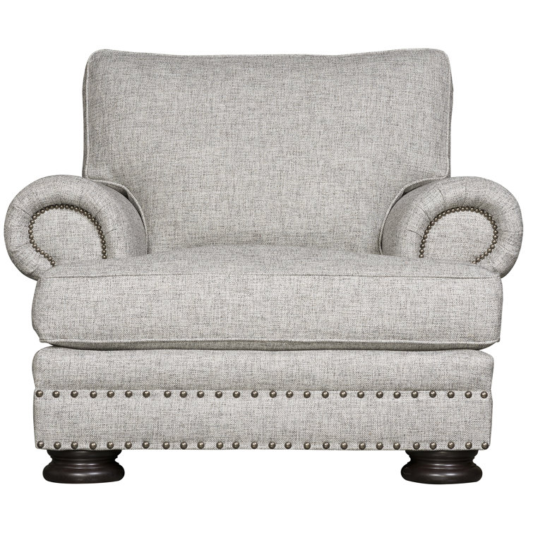Luxurious Gray Polyester Traditional Club Chair with Nailhead Trim