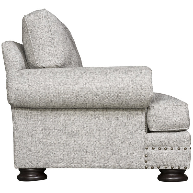 Luxurious Gray Polyester Traditional Club Chair with Nailhead Trim