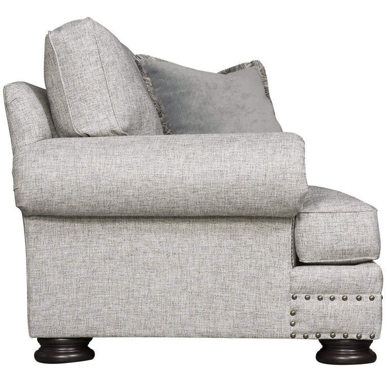 Luxurious Gray Polyester Traditional Club Chair with Nailhead Trim