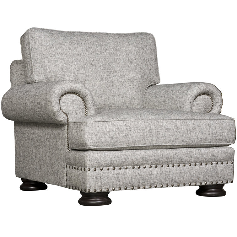 Luxurious Gray Polyester Traditional Club Chair with Nailhead Trim