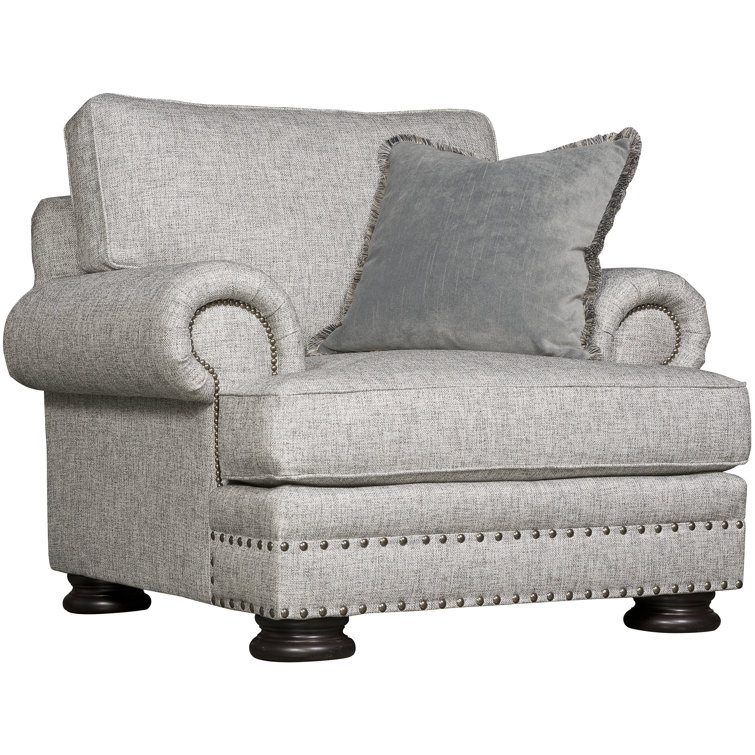 Luxurious Gray Polyester Traditional Club Chair with Nailhead Trim