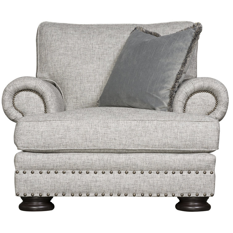 Luxurious Gray Polyester Traditional Club Chair with Nailhead Trim