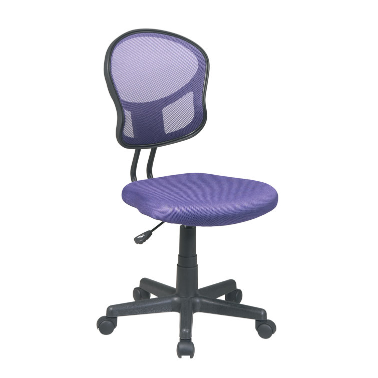 Purple Mesh Armless Task Chair with Fabric Seat