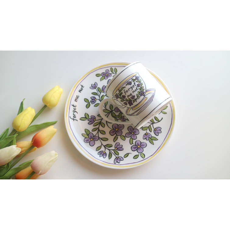 White Ceramic Floral Blossom Print Mug