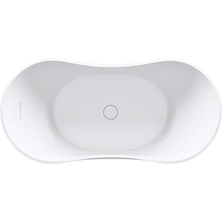 White Cast Iron Freestanding Oval Bath with Toe-Tap Drain