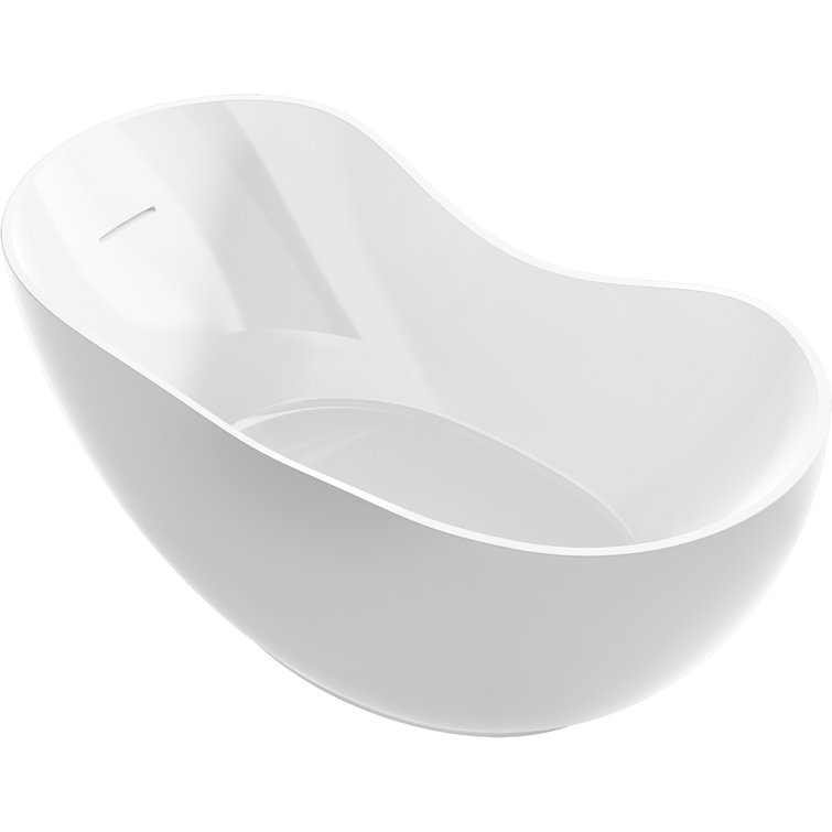 White Cast Iron Freestanding Oval Bath with Toe-Tap Drain
