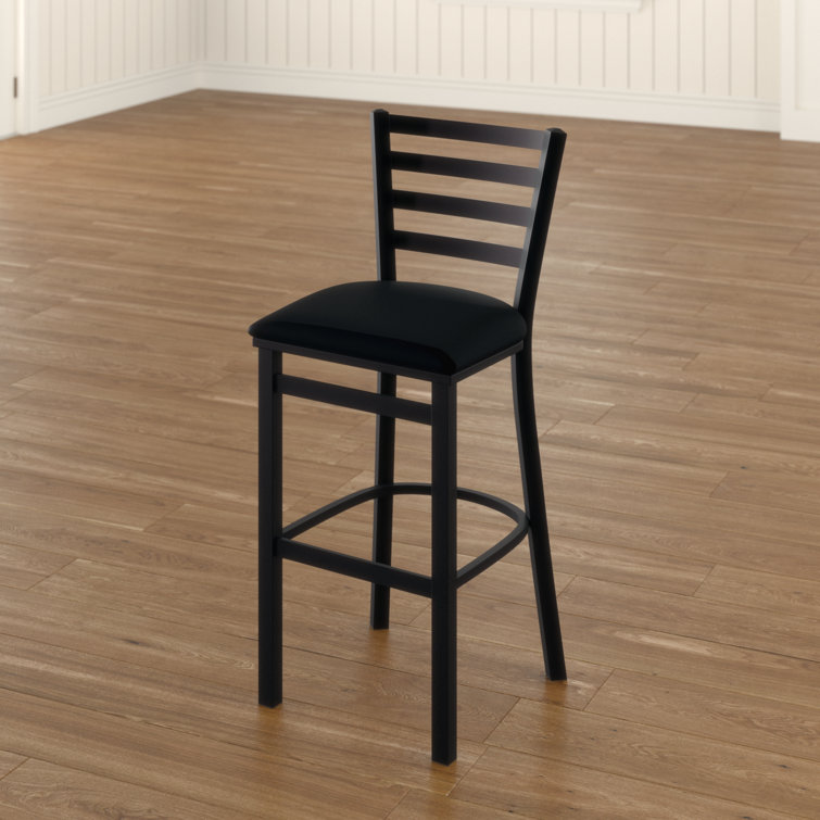 Jackie 25" Black Steel Counter Stool with Vinyl Seat