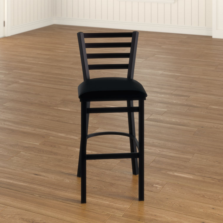 Jackie 25" Black Steel Counter Stool with Vinyl Seat