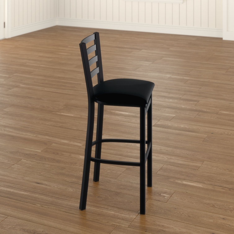 Jackie 25" Black Steel Counter Stool with Vinyl Seat
