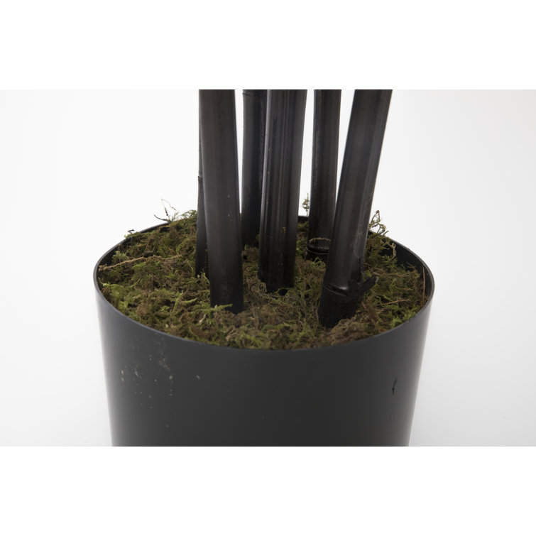 81.5" Green Faux Bamboo Tree in Dark Brown Planter
