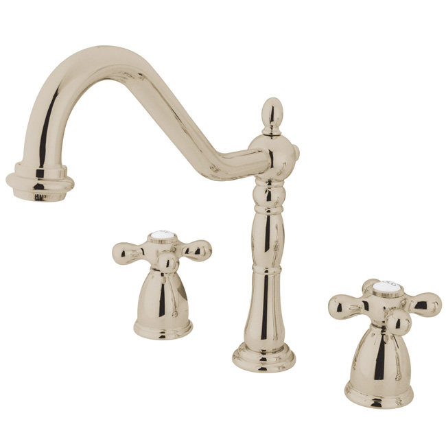 Polished Nickel Double Handle Widespread Kitchen Faucet