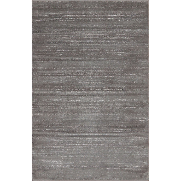 Elegant Gray 4' x 6' Rectangular Easy-Care Synthetic Area Rug