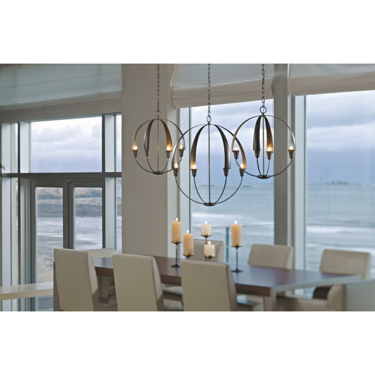 Dark Smoke Bronze Globe Orb Chandelier with Tapered Steel Petals