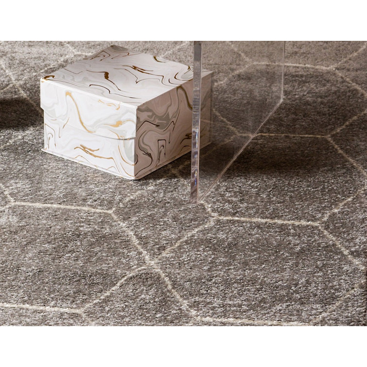 Light Gray 9' x 12' Synthetic Trellis Area Rug