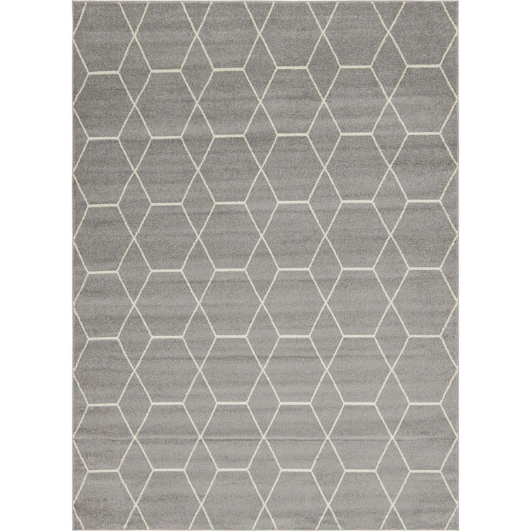 Light Gray 9' x 12' Synthetic Trellis Area Rug