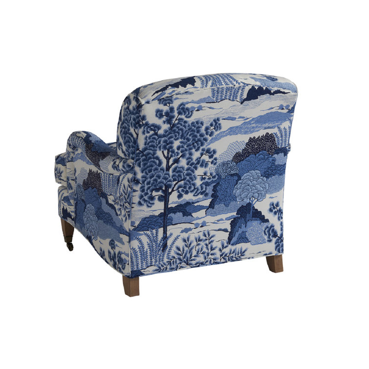 Laguna Sands Blue Stripe Upholstered Armchair with Brass Casters